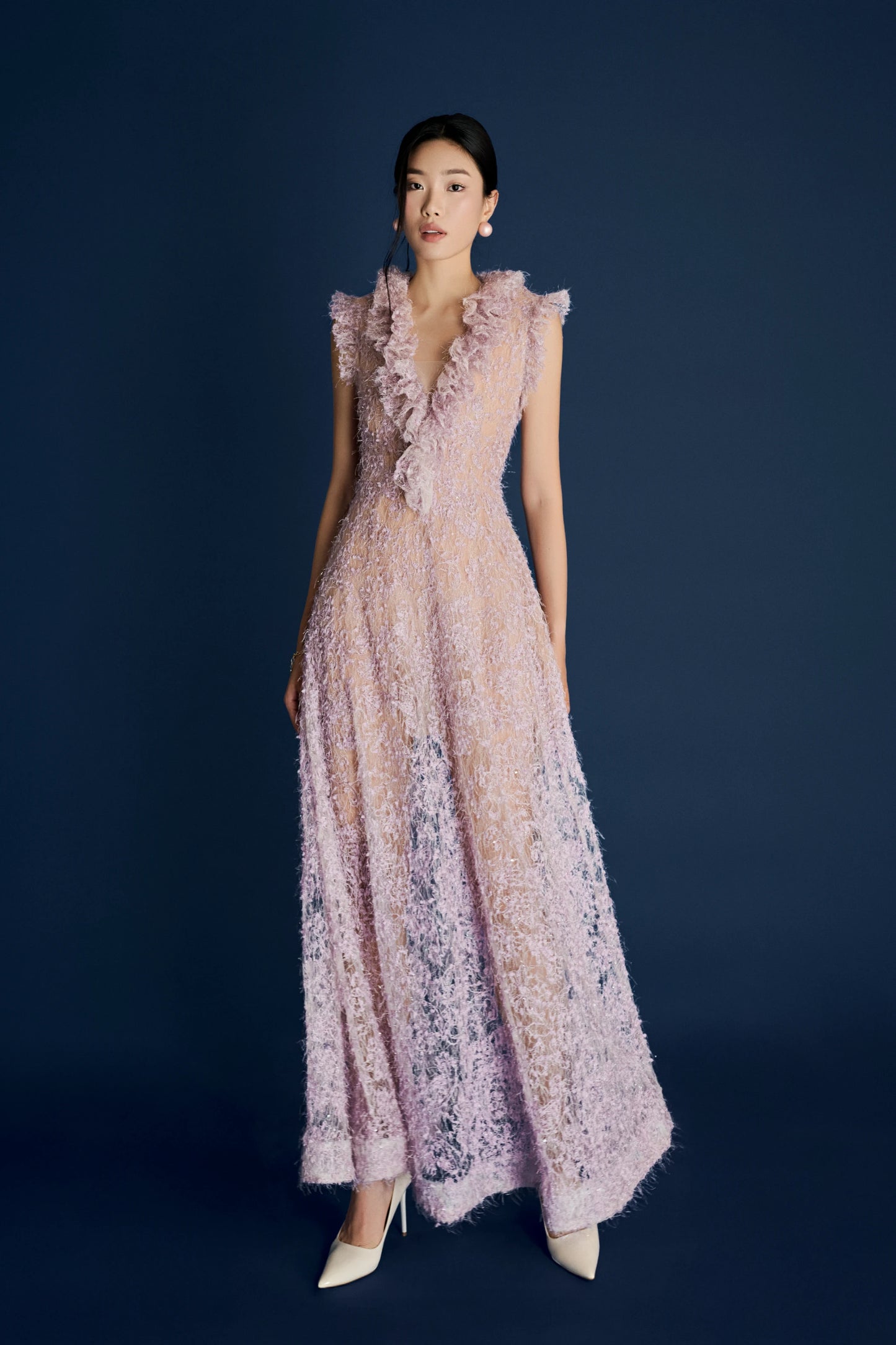 Flared Fringe Lace Dress