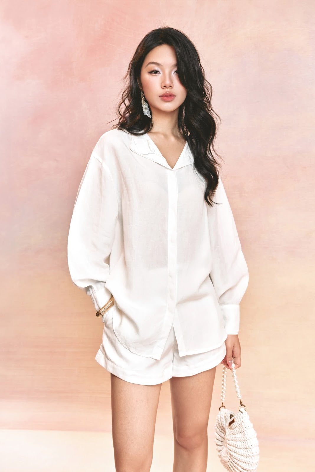 Relaxed Shirt and High Waist Shorts Set - Image 2