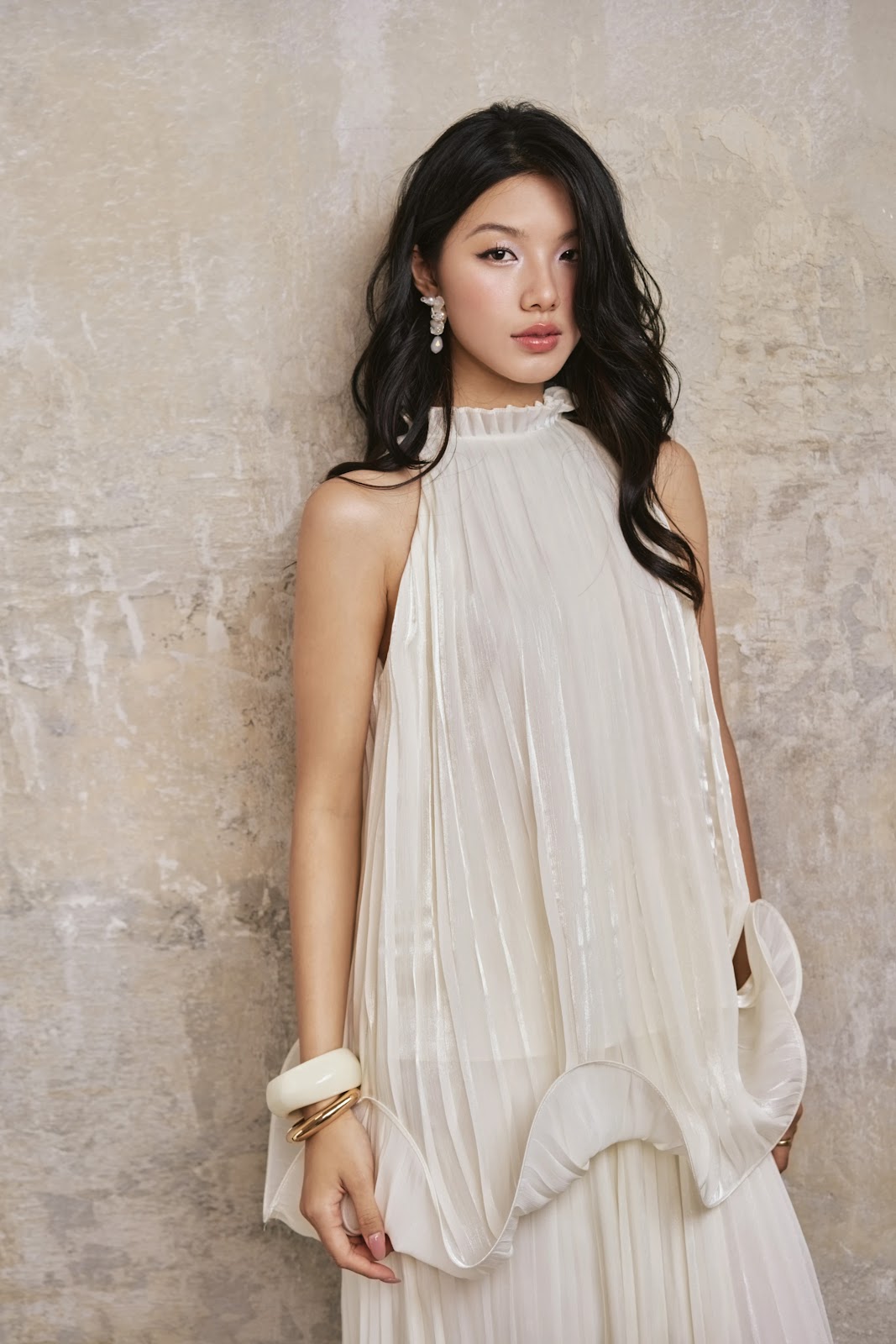 Pleated Wave Top and Pleated Maxi Skirt Set - Image 4