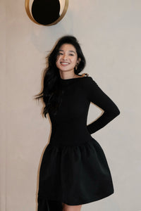 Long-Sleeve Structured Mini Dress