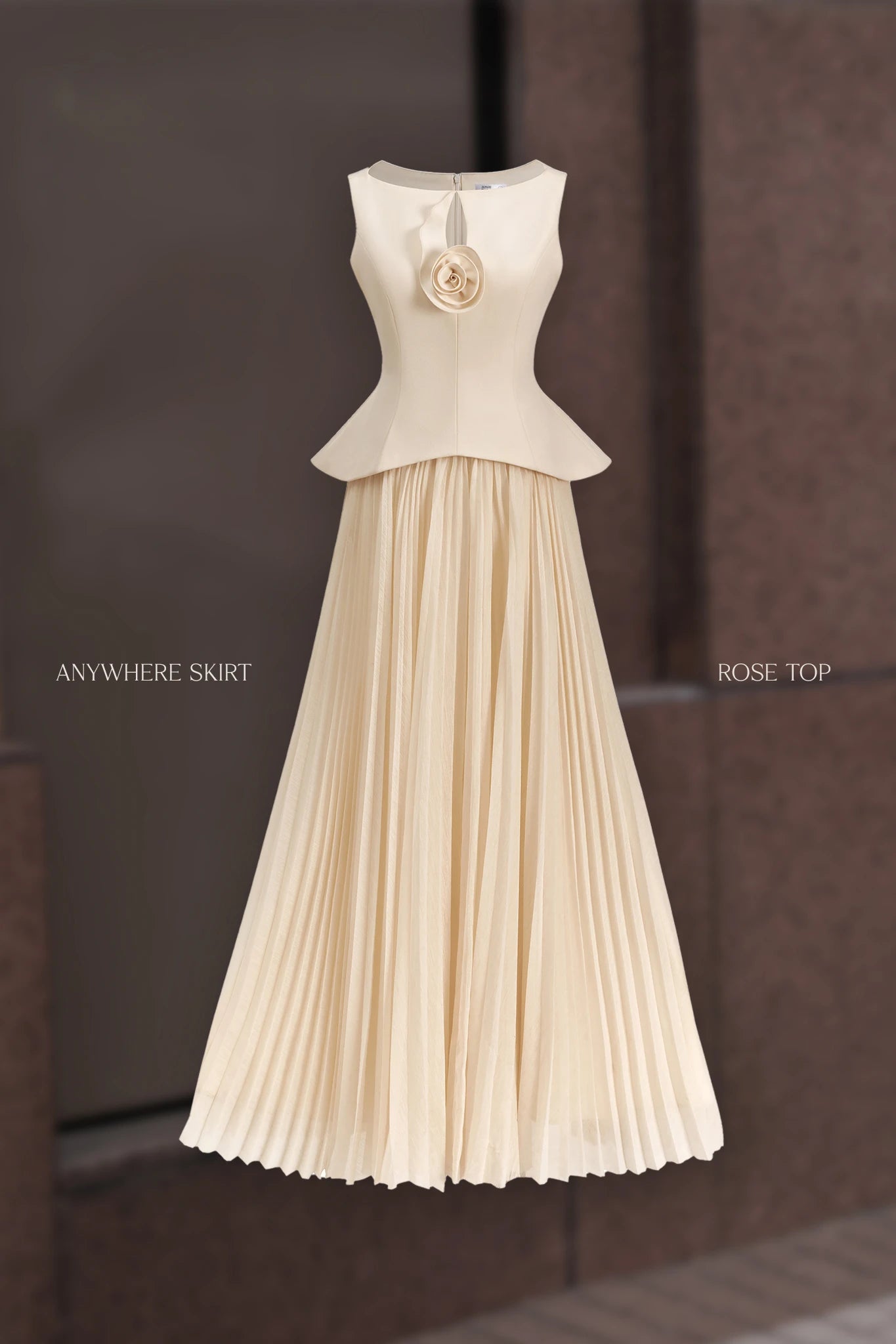 Tweed Top and Pleated Chiffon Skirt Set