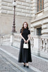 Asymmetric Collar Bubble-Hem Maxi Dress