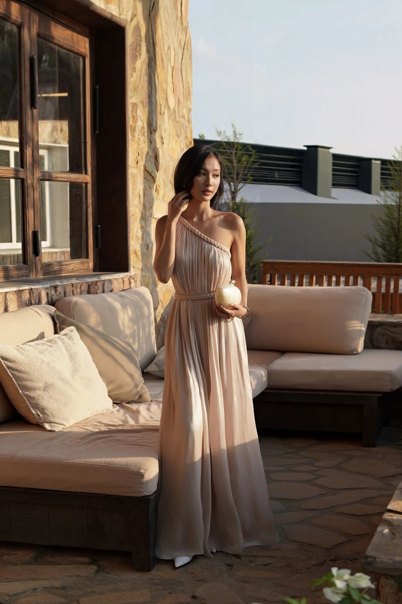 Athena Maxi Dress - Nude Ánh Hồng