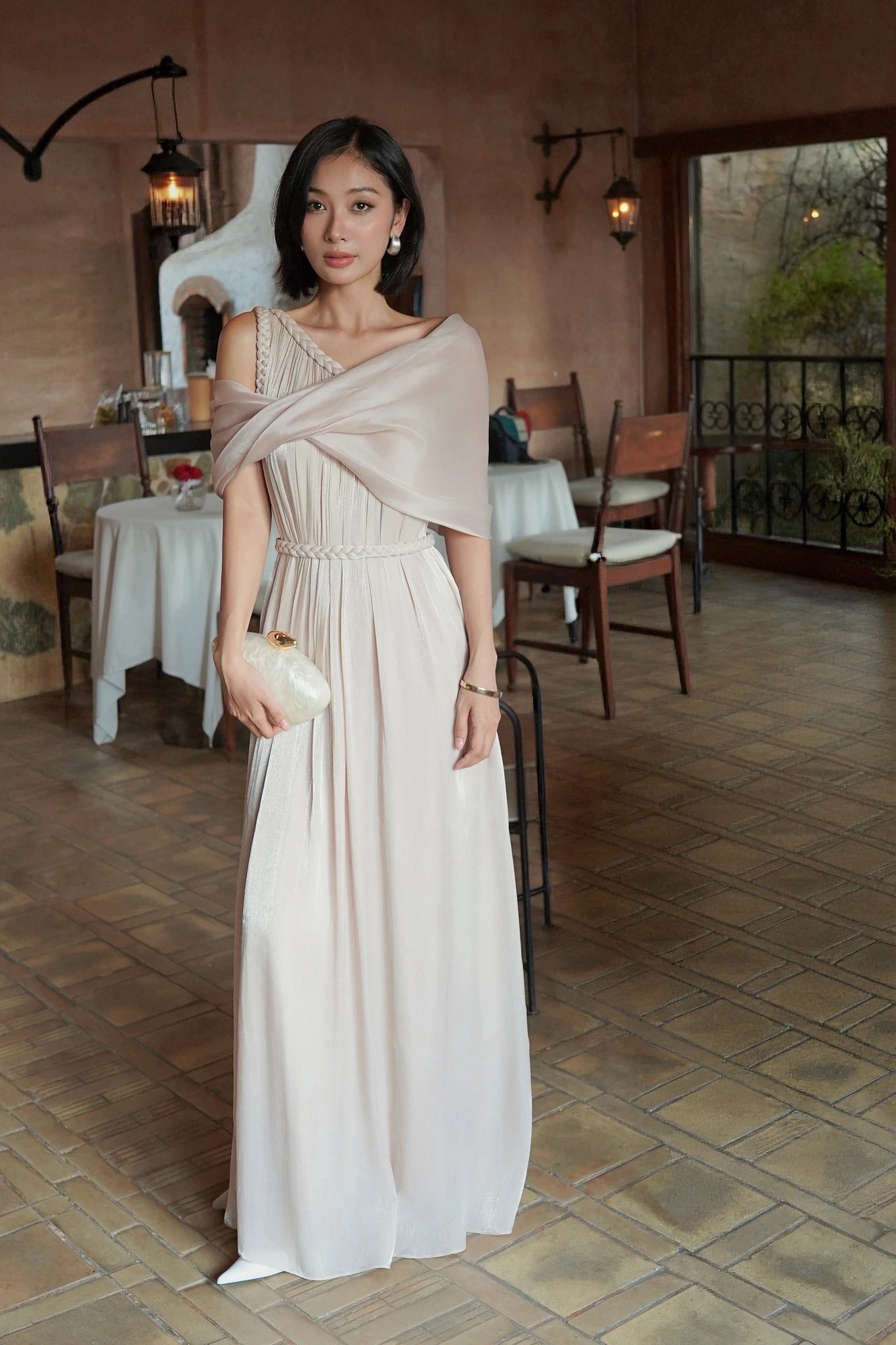 Athena Maxi Dress - Nude Ánh Hồng