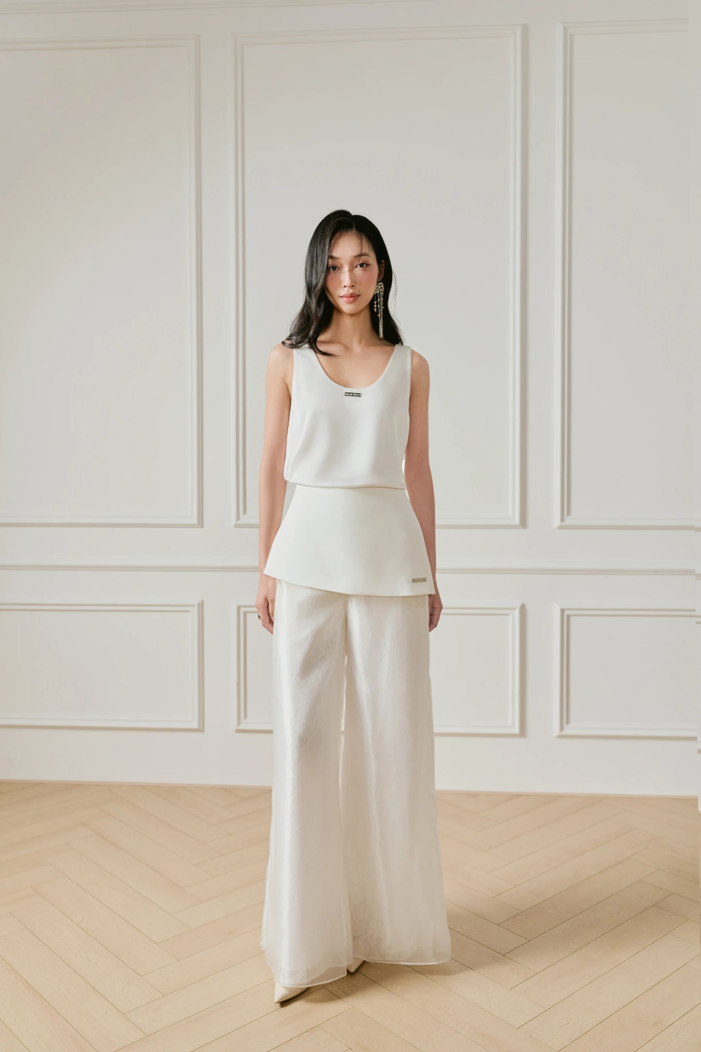 Silk Satin Top and Wide-Leg Trouser Set