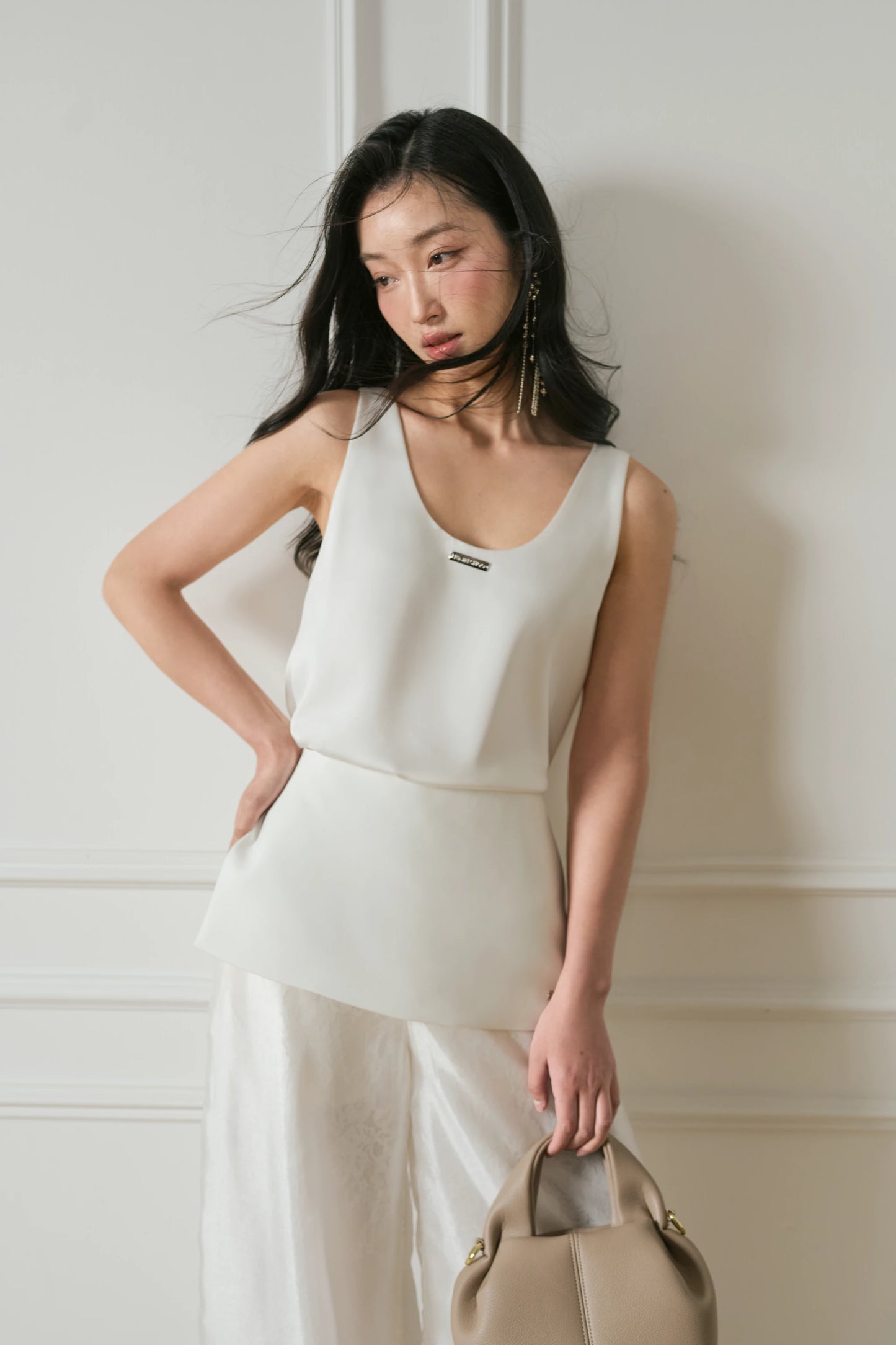 Silk Satin Top and Wide-Leg Trouser Set