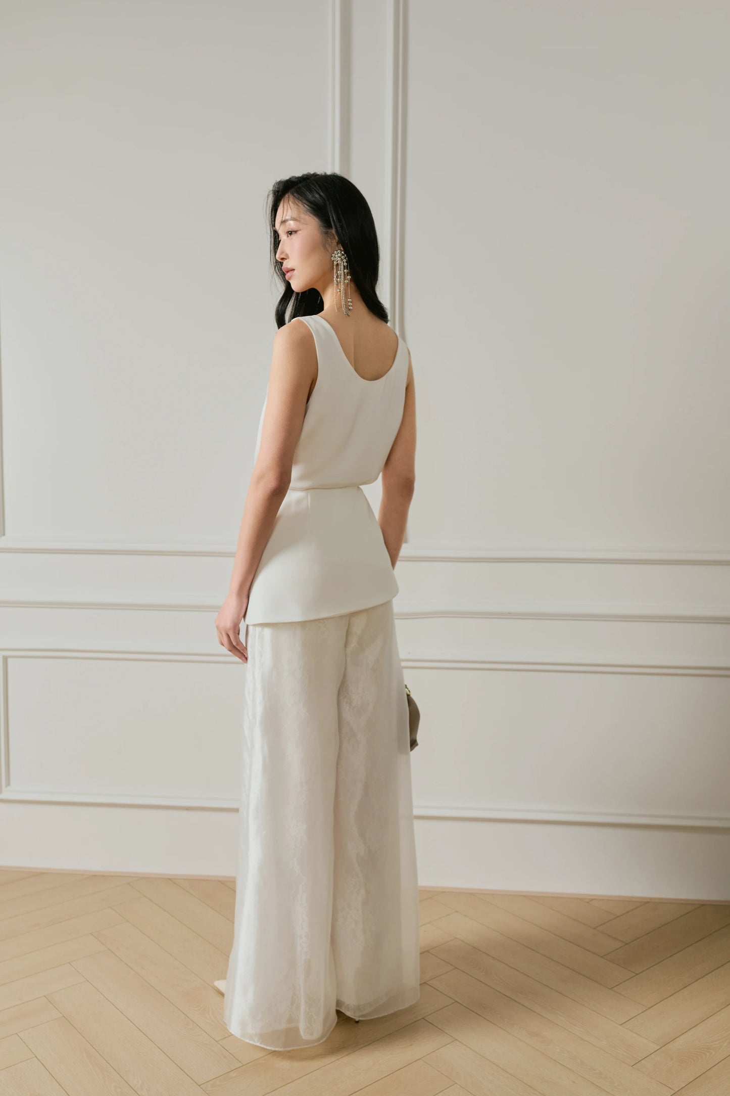 Silk Satin Top and Wide-Leg Trouser Set